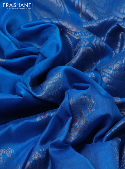 Pure uppada silk saree cs blue with silver zari woven buttas and silver zari woven border