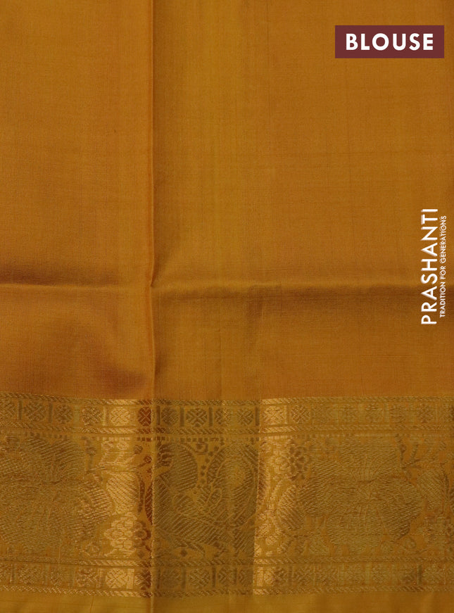 Pure uppada silk saree pink and mustard yellow with silver & gold zari woven buttas and zari woven border