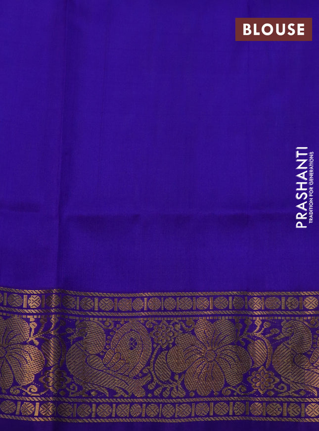 Pure uppada silk saree dual shade of teal bluish green and cs blue with silver & gold zari woven buttas and zari woven border