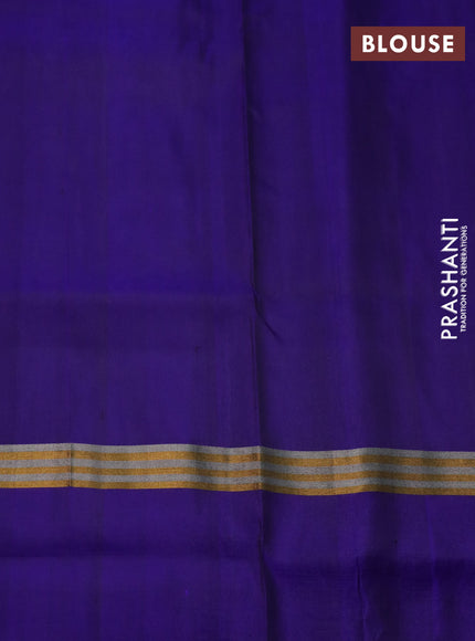 Pure uppada silk saree grey and dark blue with silver & gold zari woven buttas and zari woven floral design butta border