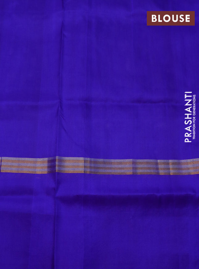 Pure uppada silk saree blue shade with silver & gold zari woven buttas and zari woven floral design butta border