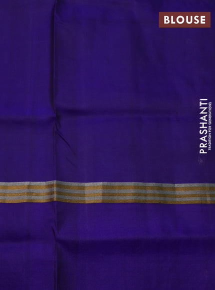 Pure uppada silk saree green and blue with silver & gold zari woven buttas and zari woven floral design butta border