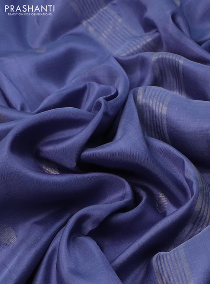 Pure uppada silk saree bluish grey with silver zari woven buttas and silver zari woven border