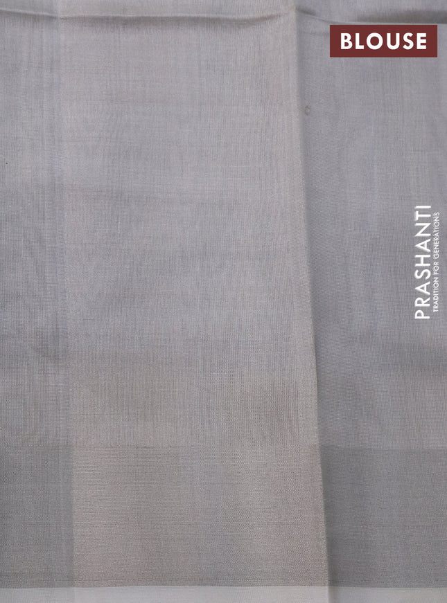 Pure uppada silk saree bluish grey with silver zari woven buttas and silver zari woven border