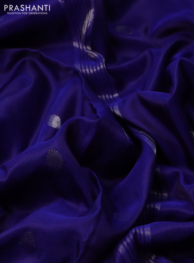 Pure uppada silk saree blue with silver zari woven buttas and silver zari woven border