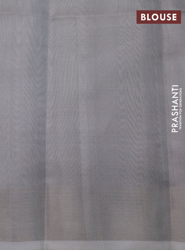 Pure uppada silk saree green with silver zari woven buttas and silver zari woven border