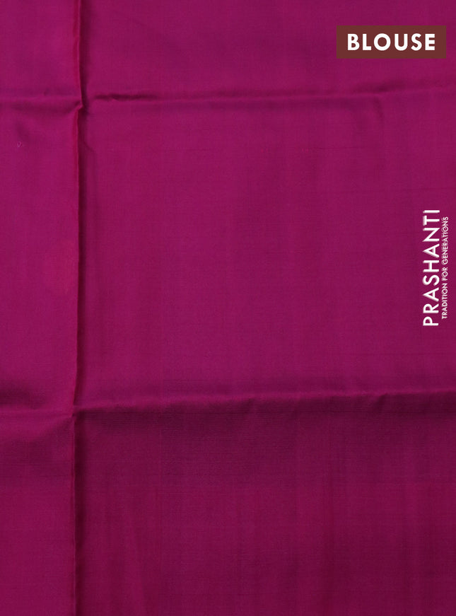 Pure uppada silk saree green and dual shade of purple with silver & gold coin buttas and simple border