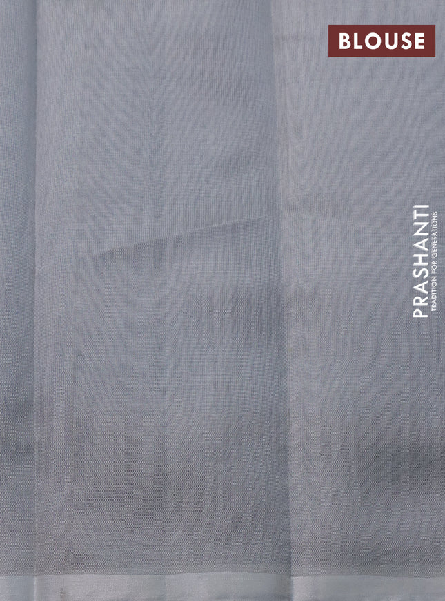 Pure uppada silk saree cs blue with silver zari woven coin buttas and silver zari woven border