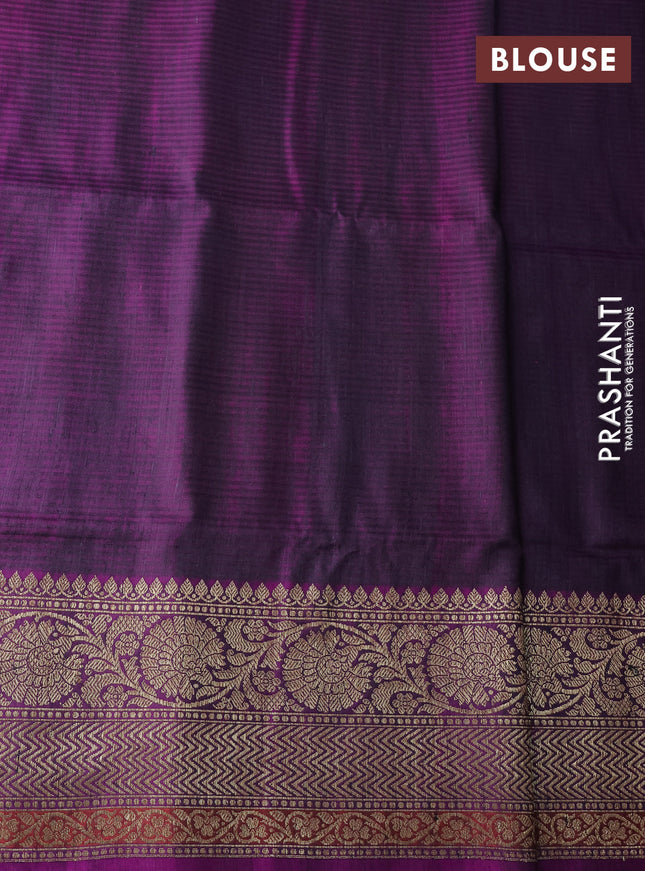 Banarasi handloom dupion silk saree dark magenta pink and purple with allover thread & zari weaves and zari woven border