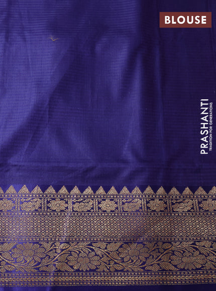 Banarasi handloom dupion silk saree pink and dark blue with woven buttas and woven border