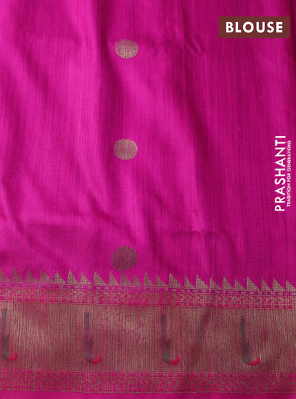 Banarasi handloom dupion silk saree pink with woven coin buttas and zari woven muniya butta border