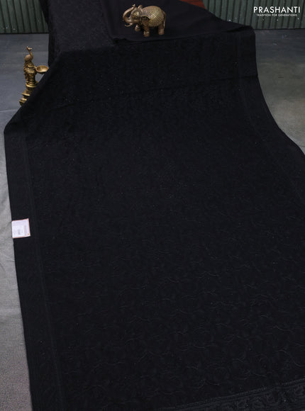 Semi georgette saree black with allover chikankari & stone work