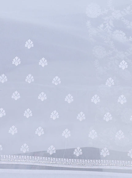 Semi georgette saree off white with allover chikankari & stone work