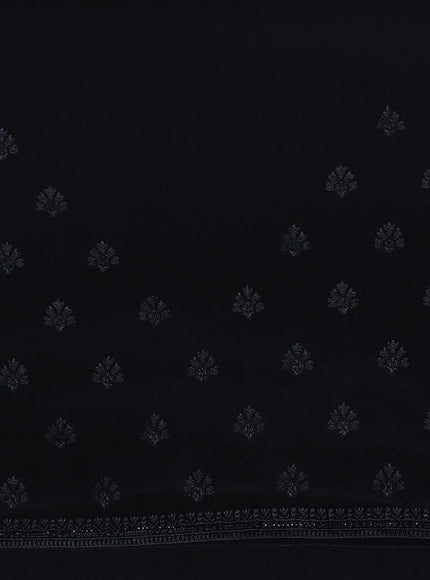 Semi georgette saree black with allover chikankari & stone work