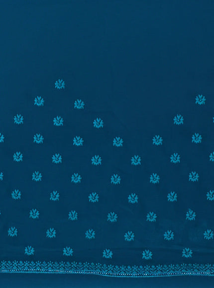 Semi georgette saree teal green with allover chikankari & stone work