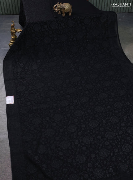Semi georgette saree black with allover chikankari & stone work