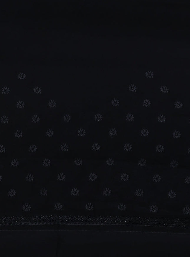 Semi georgette saree black with allover chikankari & stone work