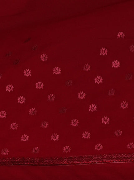 Semi georgette saree maroon with allover chikankari & stone work