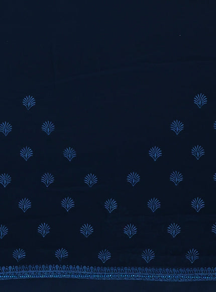 Semi georgette saree dark peacock blue with allover chikankari & stone work