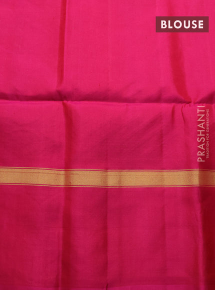 Pure soft silk saree teal blue and pink with zari woven buttas and zari woven elephant butta border