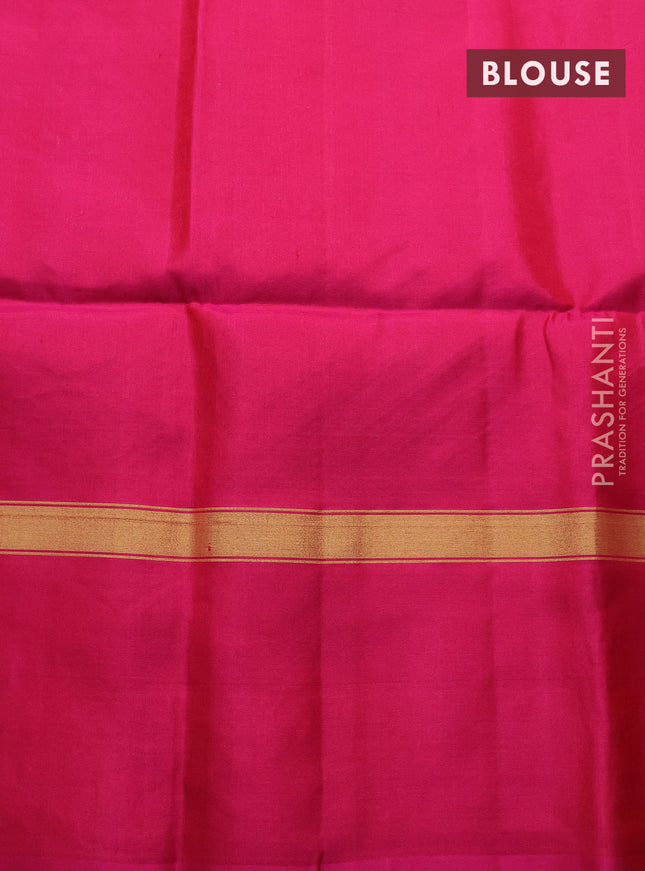 Pure soft silk saree teal blue and pink with zari woven buttas and zari woven elephant butta border