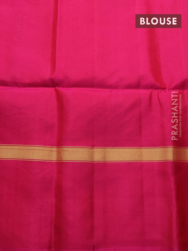 Pure soft silk saree teal blue and pink with zari woven buttas and zari woven elephant butta border