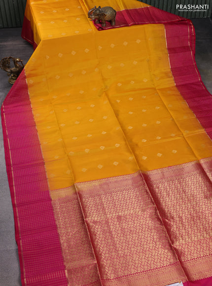 Pure soft silk saree mustard yellow and pink with zari woven buttas and zari woven border