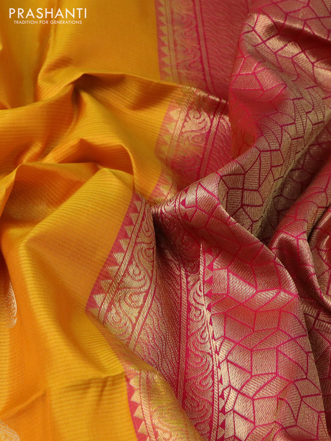 Pure soft silk saree mustard yellow and pink with zari woven buttas and zari woven border