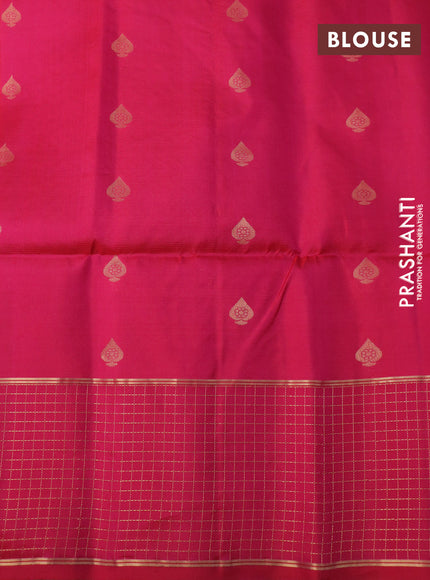 Pure soft silk saree mustard yellow and pink with zari woven buttas and zari woven border