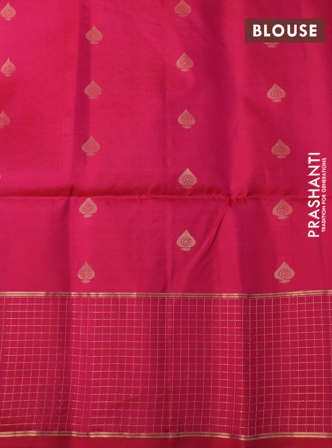 Pure soft silk saree mustard yellow and pink with zari woven buttas and zari woven border