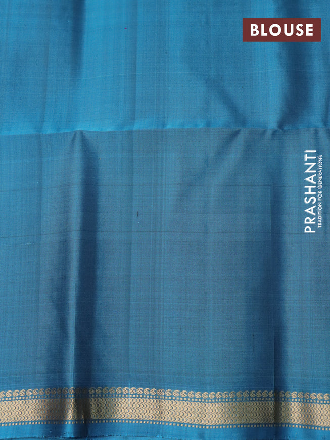 Pure soft silk saree purple and pastel blue with zari woven buttas and zari woven border