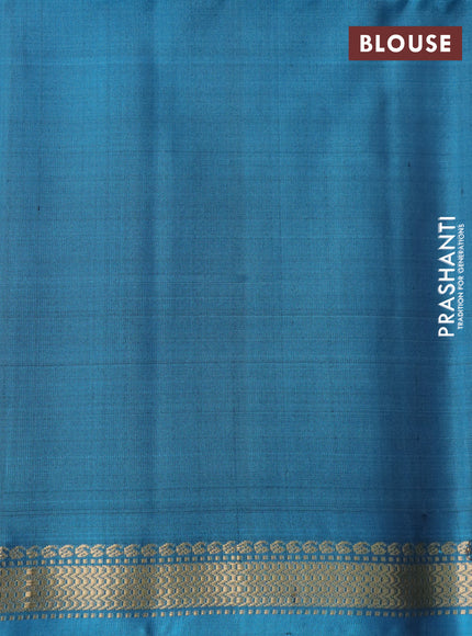 Pure soft silk saree dark magenta pink and pastel blue with zari woven buttas and zari woven border