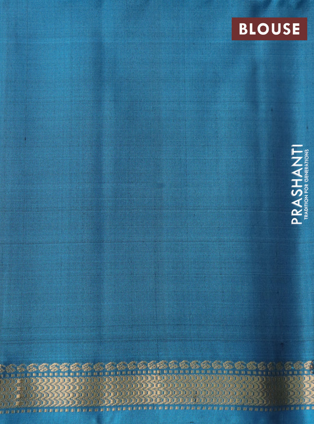 Pure soft silk saree dark magenta pink and pastel blue with zari woven buttas and zari woven border