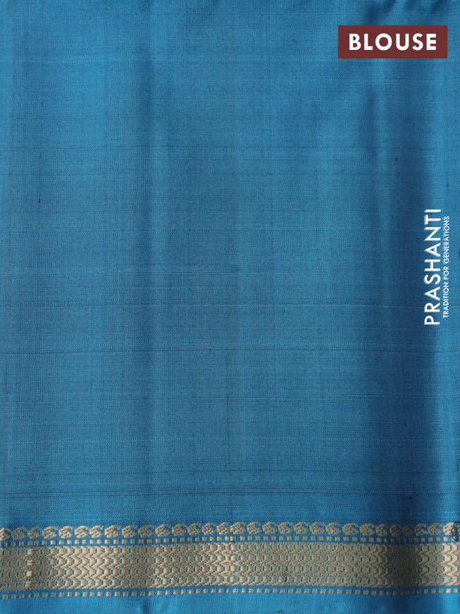 Pure soft silk saree dark magenta pink and pastel blue with zari woven buttas and zari woven border