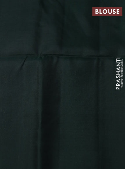 Pure soft silk saree bottle green with zari woven buttas and zari woven border