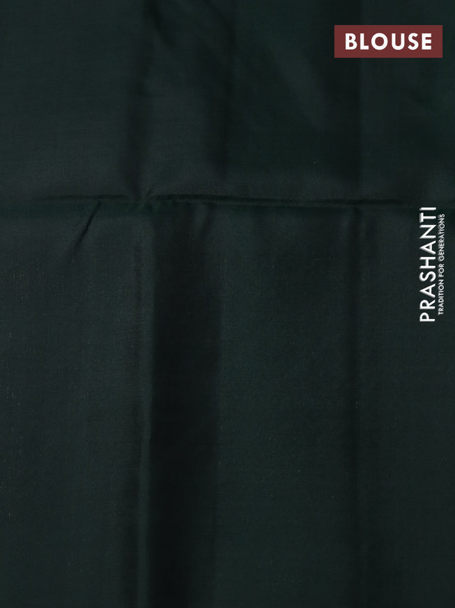 Pure soft silk saree bottle green with zari woven buttas and zari woven border