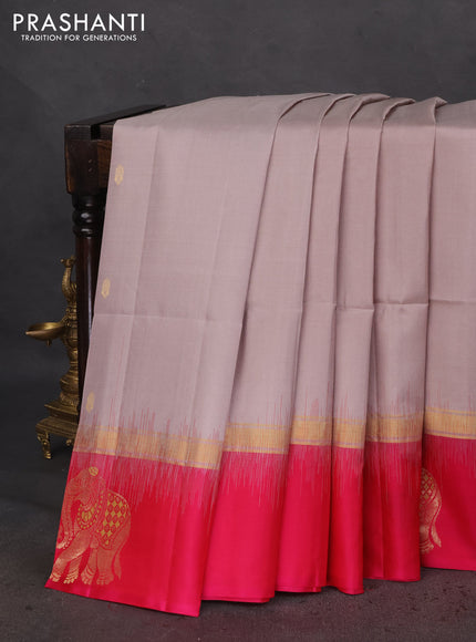 Pure soft silk saree grey and pink with zari woven buttas and zari woven border