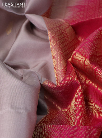 Pure soft silk saree grey and pink with zari woven buttas and zari woven border