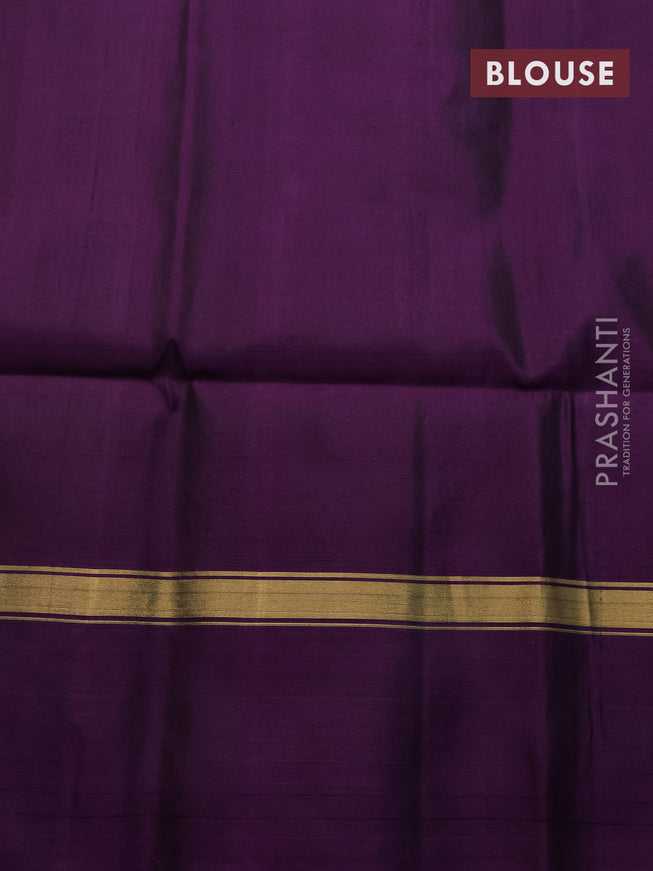 Pure soft silk saree peach pink and purple with zari woven buttas and zari woven elephant butta border