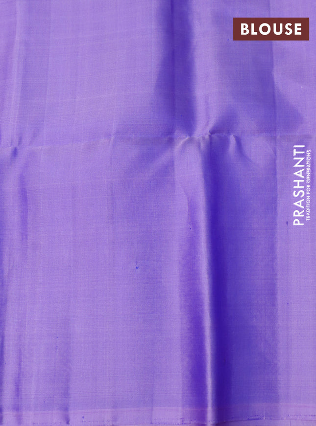 Pure soft silk saree purple and lavender with zari woven floral buttas and long zari woven border