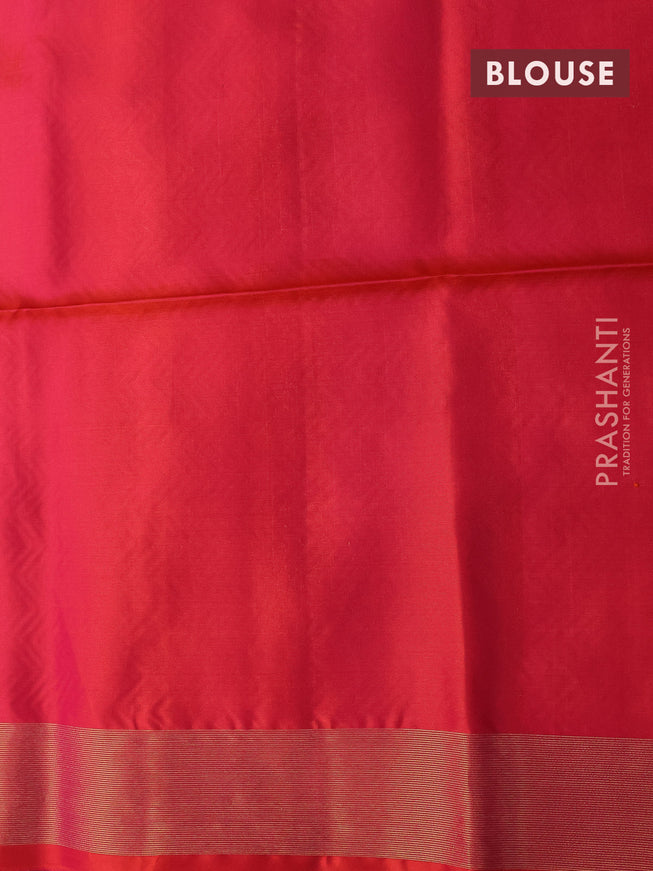 Pure soft silk saree green and dual shade of pinkish orange with zari woven muniya buttas and temple design zari woven border