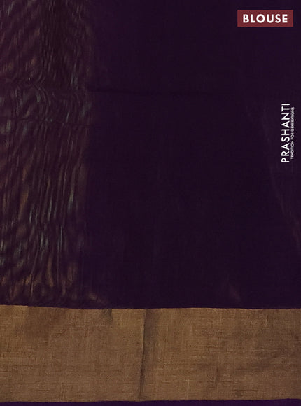 Ikat silk cotton saree mehendi green and violet with allover ikat weaves and zari woven border