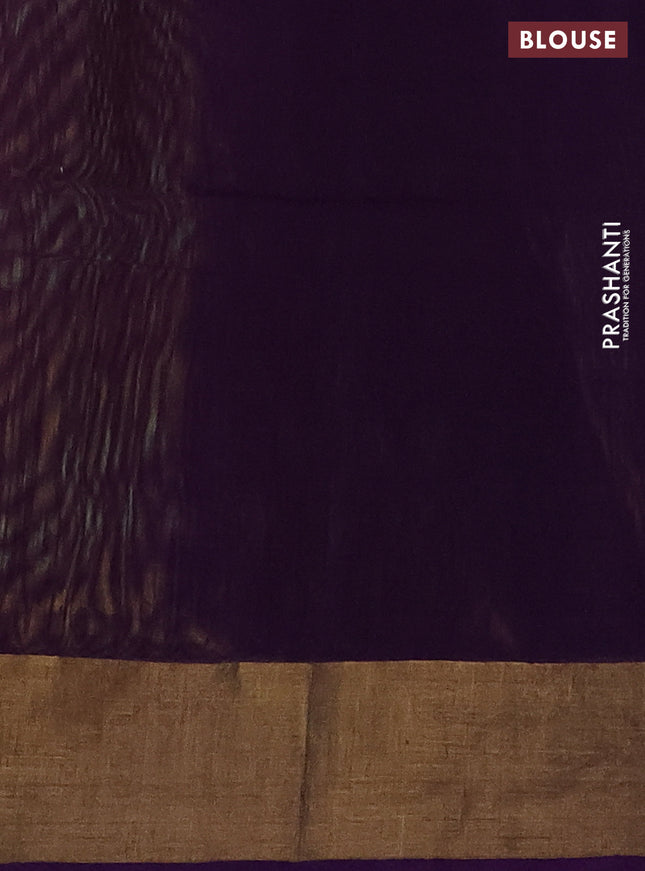 Ikat silk cotton saree mehendi green and violet with allover ikat weaves and zari woven border