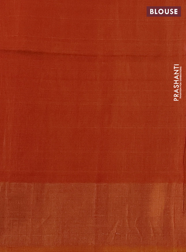 Ikat silk cotton saree cs blue and mustard yellow with allover ikat weaves and zari woven border