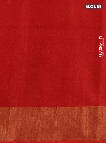 Ikat silk cotton saree violet and orange with allover ikat weaves and zari woven border