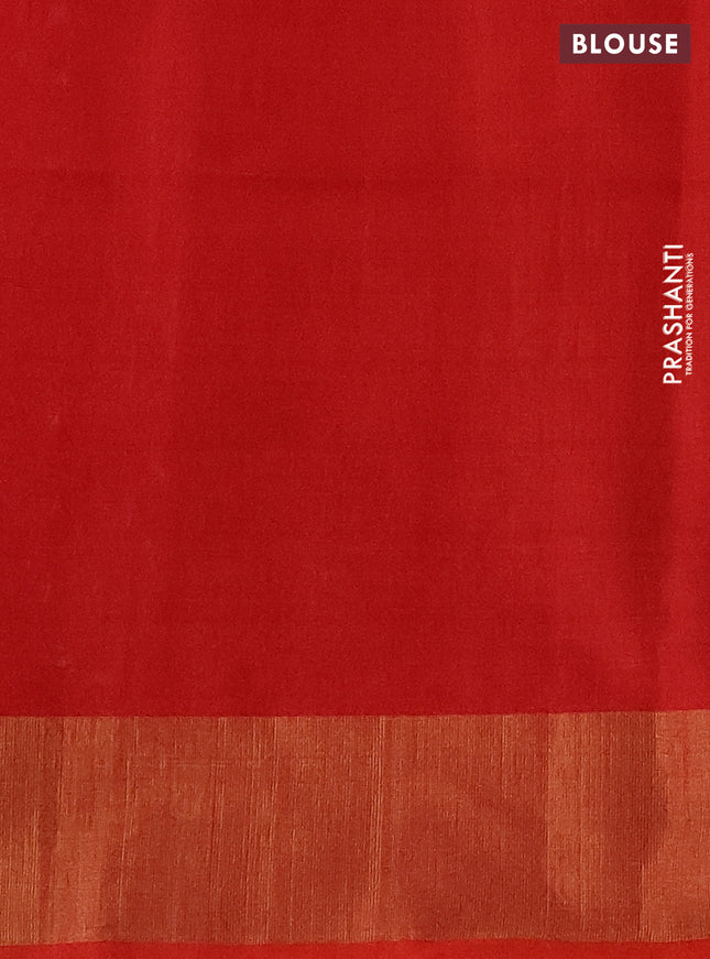 Ikat silk cotton saree violet and orange with allover ikat weaves and zari woven border