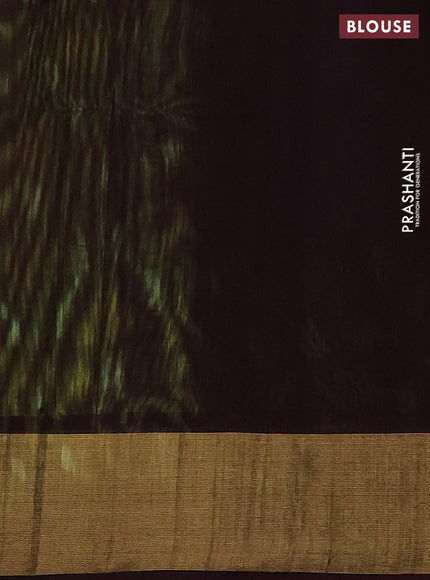 Ikat silk cotton saree green and wine shade with allover ikat weaves and zari woven border