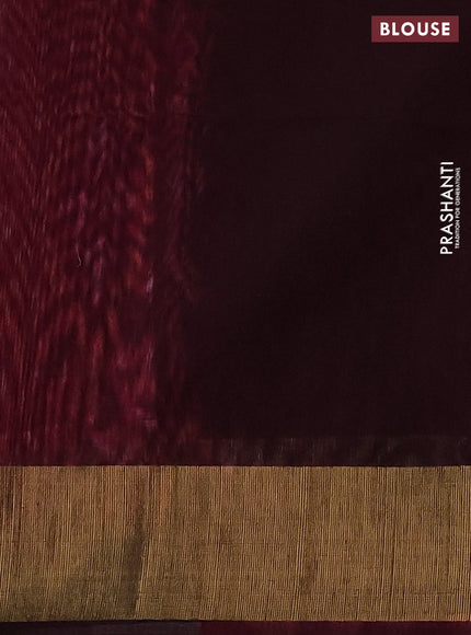Ikat silk cotton saree pink and wine shade with allover ikat weaves and zari woven border