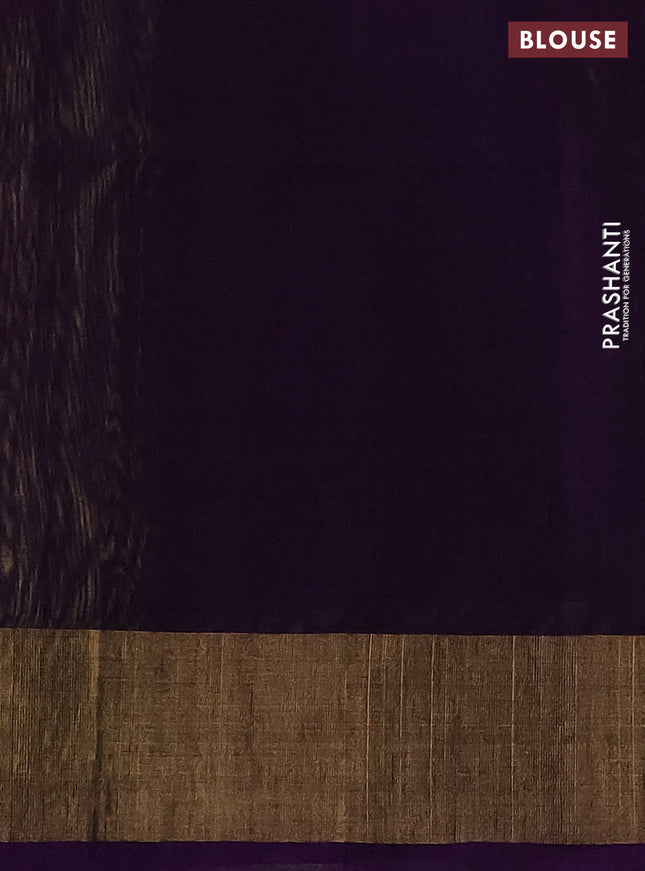 Ikat silk cotton saree light green and purple with allover ikat weaves and zari woven border