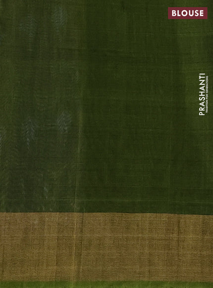 Ikat silk cotton saree blue and light green with allover ikat weaves and zari woven border